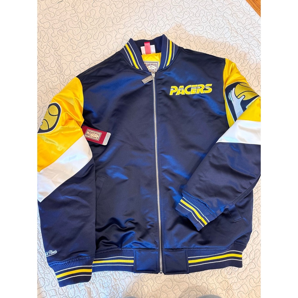 Mitchell & Ness Indiana Pacers NBA Hardwood Classics Satin Varsity Jacket Large